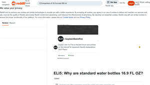 Reddit - Standard Water Bottle Size