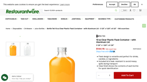 Bottle Tek - 10 oz Clear Plastic Flask Container