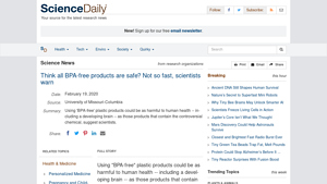 Science Daily - BPA-Free Plastic Concerns