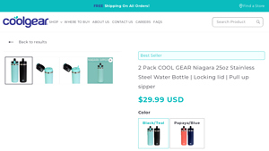 COOL GEAR - Niagara 25oz Stainless Steel Water Bottle