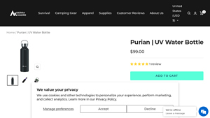 Sierra Madre Research - Purian UV Water Bottle