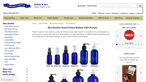 Specialty Bottle - Blue Boston Round Glass Pump Bottles