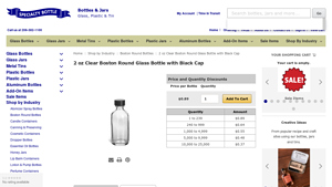 Specialty Bottle - 2 oz Clear Boston Round Glass Bottle