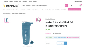 BariatricPal - Shaker Bottle with Whisk Ball Blender