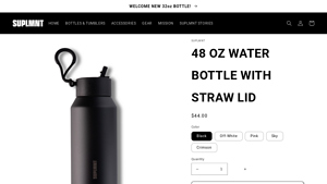 Suplmnt - 48 OZ Water Bottle with Straw Lid