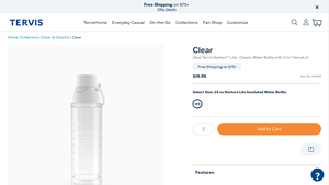 Tervis - Clear 24 oz Venture Lite Insulated Water Bottle