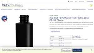 The Cary Company - 2 oz. Black HDPE Cylinder Bottle