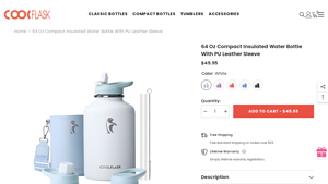 The Cool Flask - 64 oz Compact Insulated Water Bottle