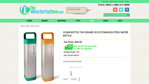 Clean Bottle - Square 20 oz Stainless Steel Water Bottle