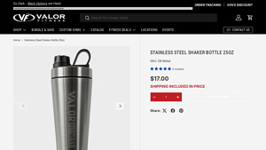 Valor Fitness - Stainless Steel Shaker Bottle