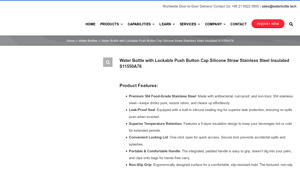 WaterBottle - Lockable Push Button Cap Insulated Straw