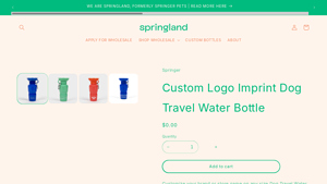 Springland Pets - Custom Logo Imprint Dog Travel Water Bottle