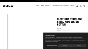 Zulu Athletic - Flex 12oz Stainless Steel Kids Water Bottle