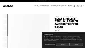 Zulu Athletic - Goals Stainless Steel Half Gallon Water Bottle