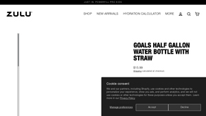 Zulu Athletic - Goals Half Gallon Water Bottle with Straw